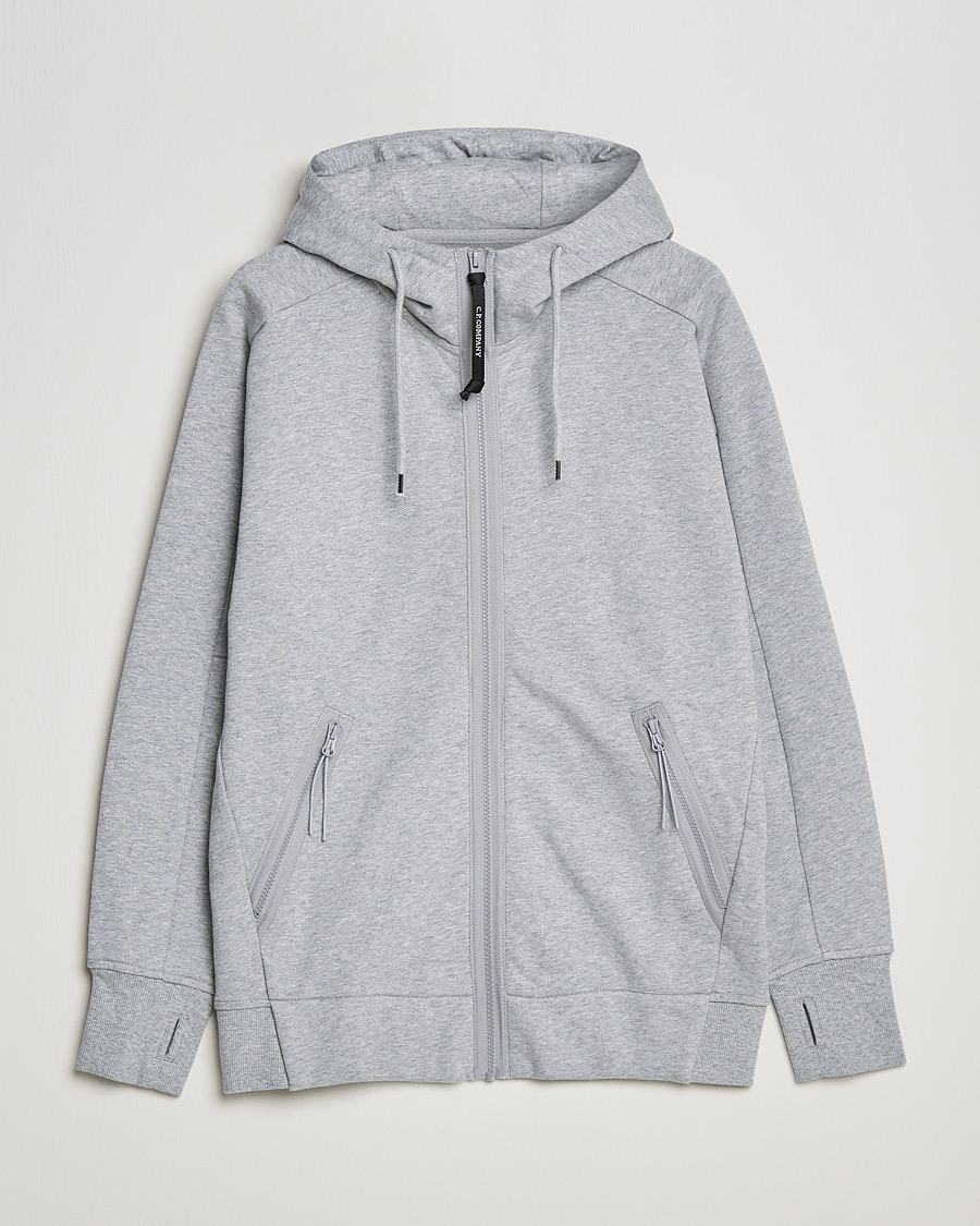 Homme | Pulls Et Tricots | C.P. Company | Diagonal Raised Fleece Full Zip Goggle Hoodie Grey