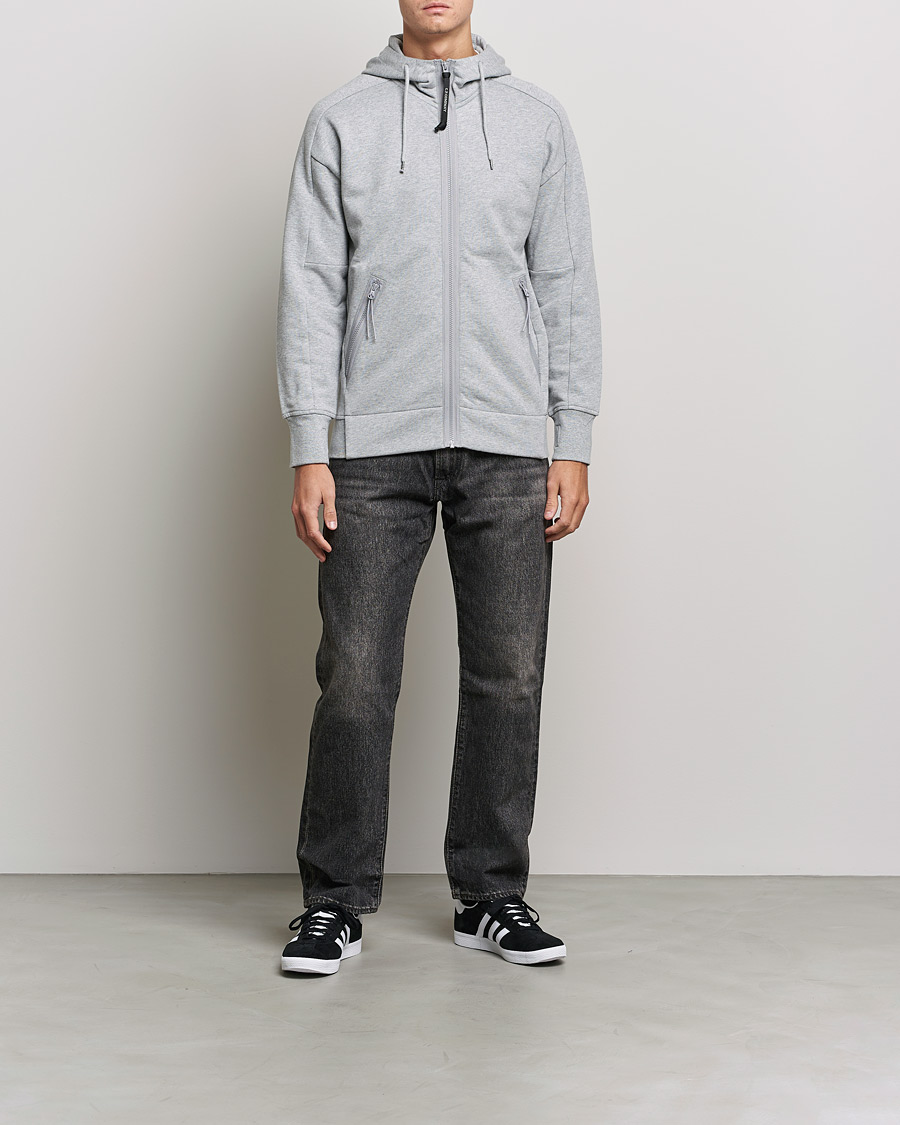 Homme | Pulls Et Tricots | C.P. Company | Diagonal Raised Fleece Full Zip Goggle Hoodie Grey