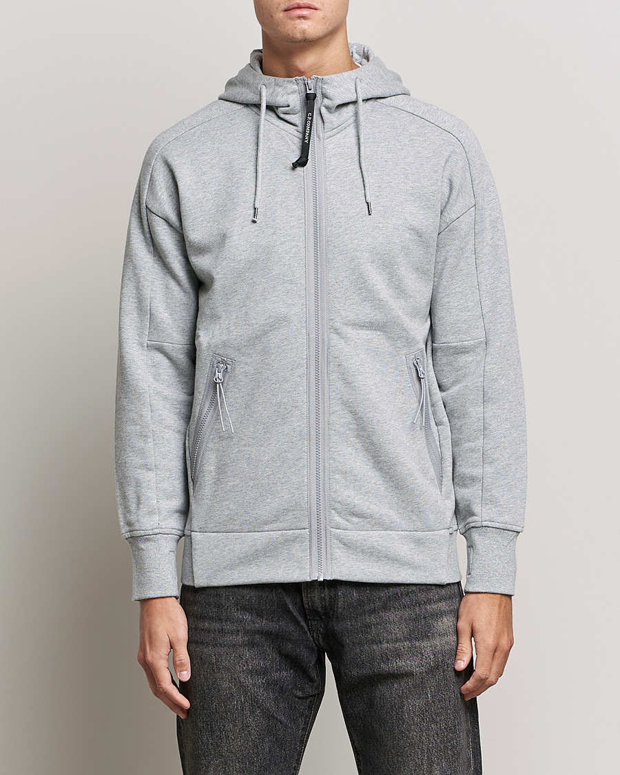 Homme | Pulls Et Tricots | C.P. Company | Diagonal Raised Fleece Full Zip Goggle Hoodie Grey