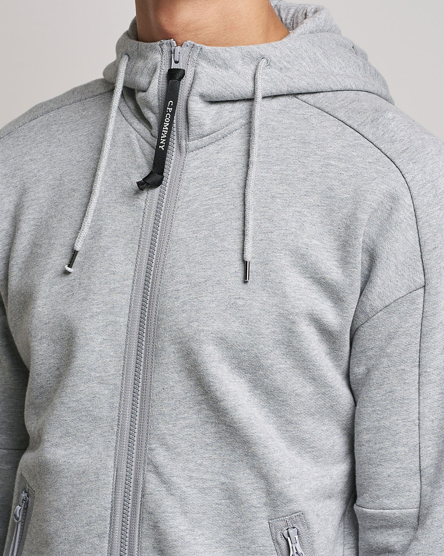 Homme | Pulls Et Tricots | C.P. Company | Diagonal Raised Fleece Full Zip Goggle Hoodie Grey