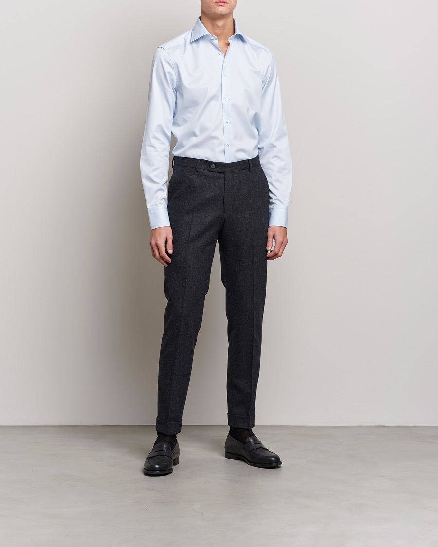 Homme |  | Stenströms | Slimline Thin Stripe Shirt White/Blue