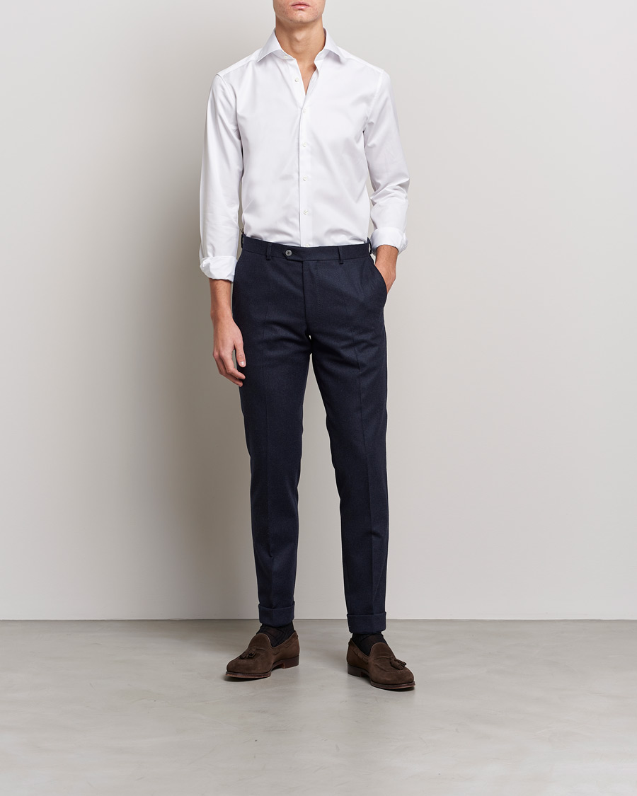 Homme | Chemises D'Affaires | Stenströms | Slimline Cut Away Shirt White