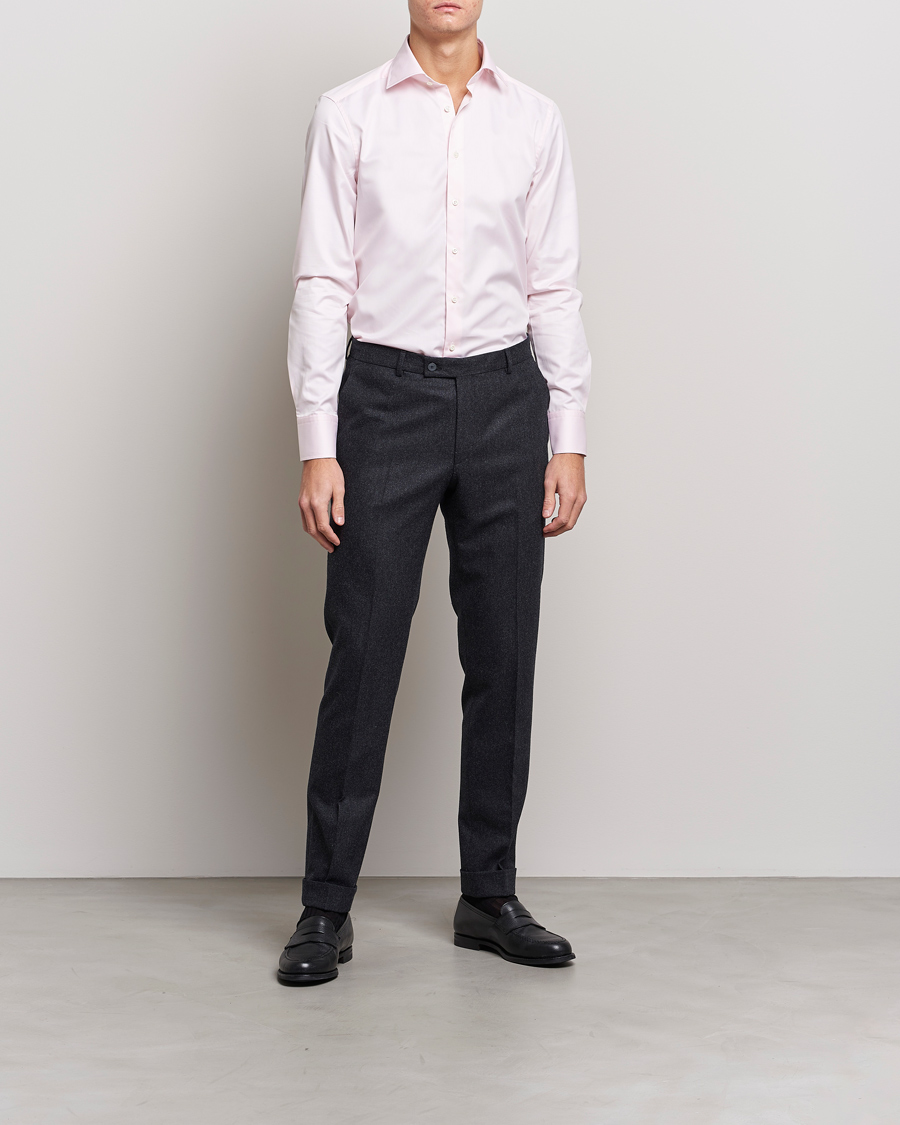 Homme | Chemises D'Affaires | Stenströms | Slimline Cut Away Shirt Pink