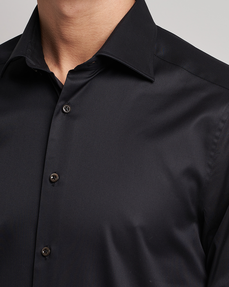 Homme | Chemises | Stenströms | Slimline Cut Away Shirt Black