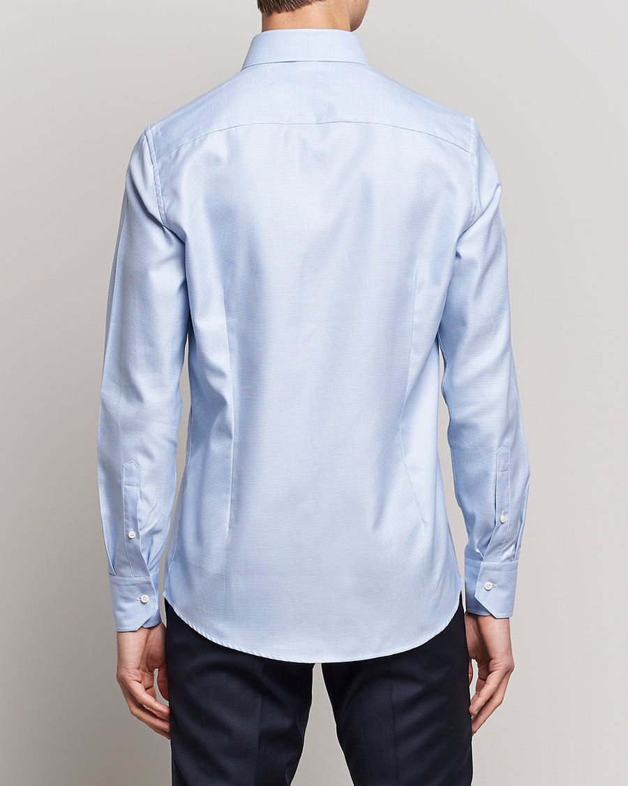 Homme | Chemises | Stenströms | Slimline Houndstooth Shirt Light Blue
