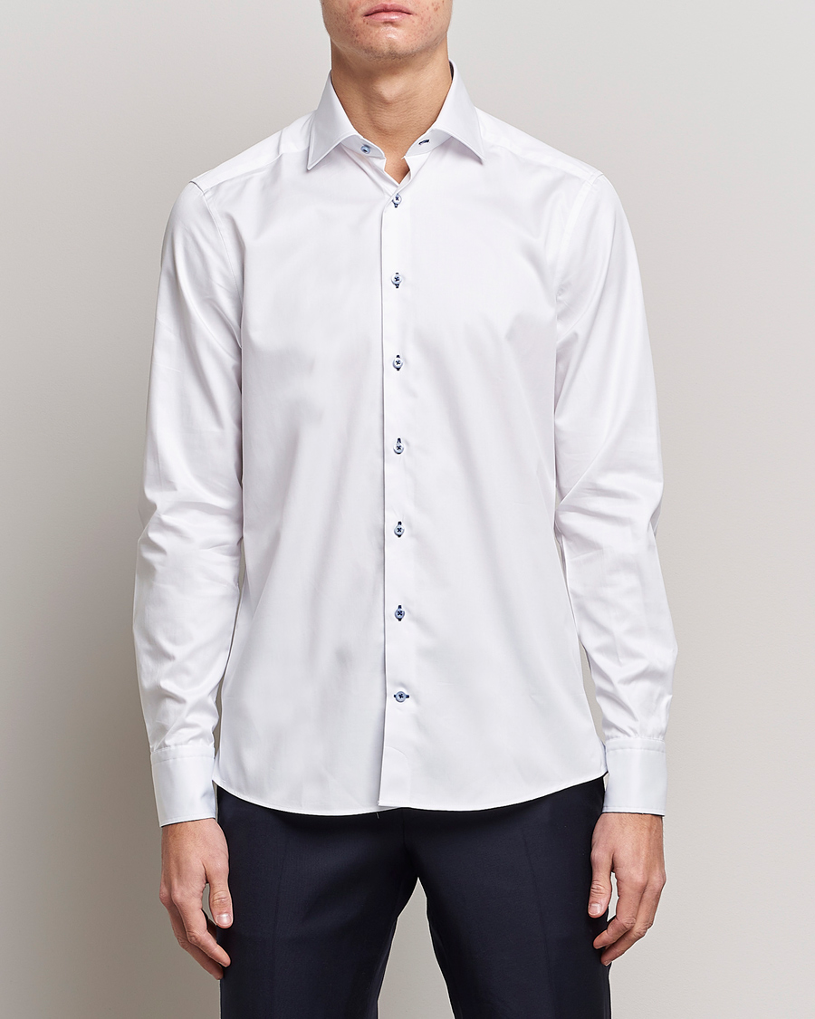Homme | Chemises | Stenströms | Slimline Contrast Cut Away Shirt White