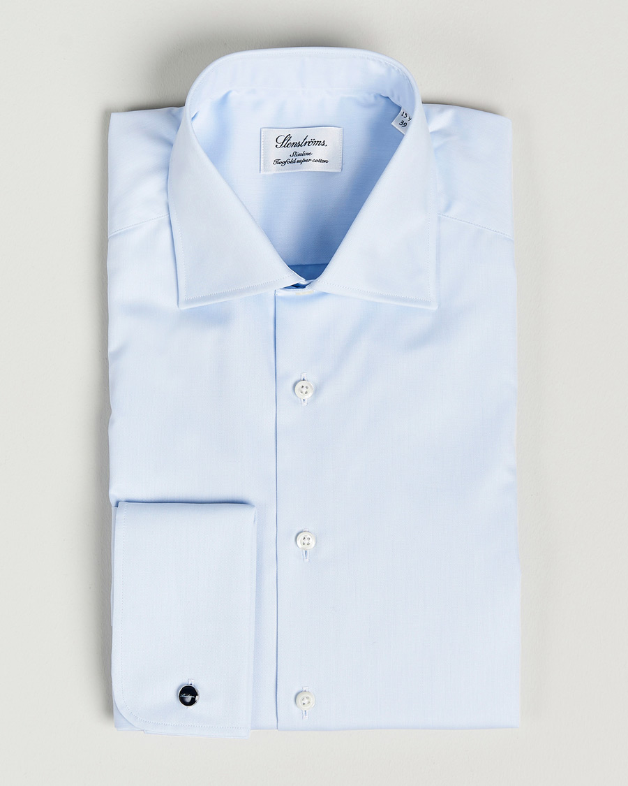 Homme | Chemises | Stenströms | Slimline Double Cuff Light Blue