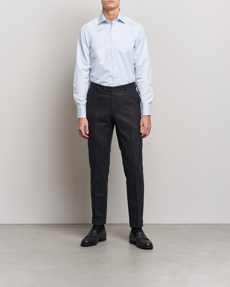 Homme | Chemises | Stenströms | Slimline Double Cuff Light Blue