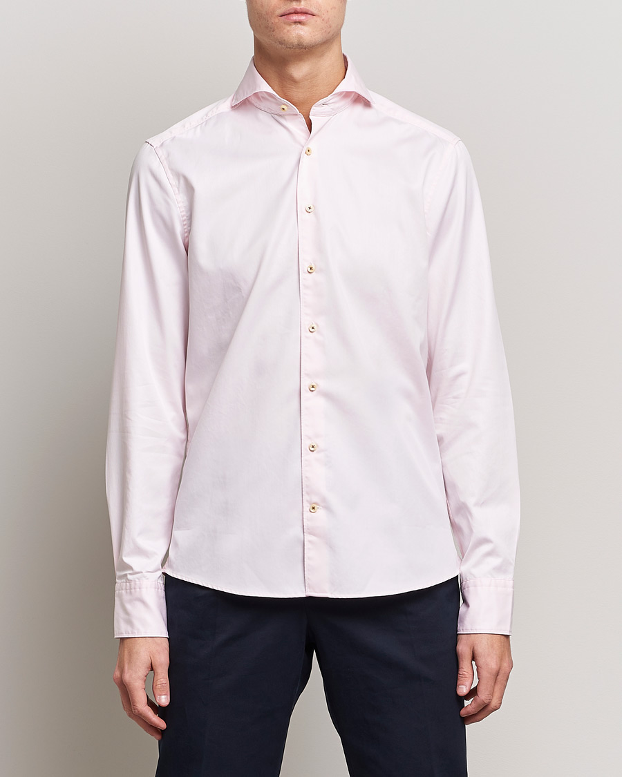 Homme | Chemises Décontractées | Stenströms | Slimline Washed Cotton Shirt Pink
