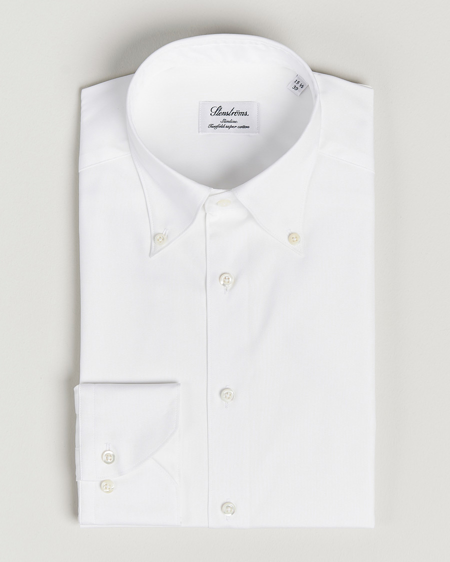 Homme | Chemises | Stenströms | Slimline Pinpoint Oxford Button Down Shirt White
