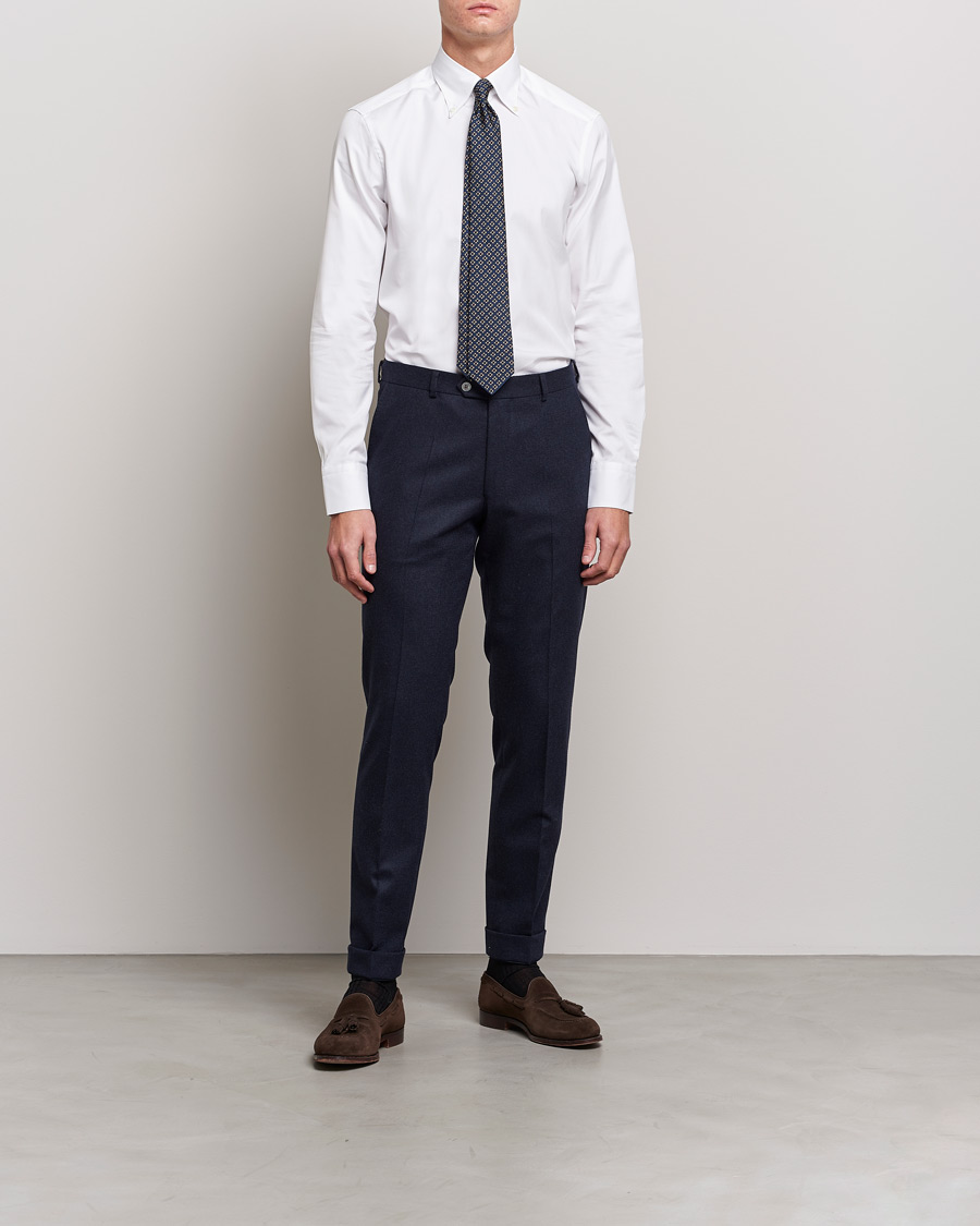 Homme | Chemises D'Affaires | Stenströms | Slimline Pinpoint Oxford Button Down Shirt White