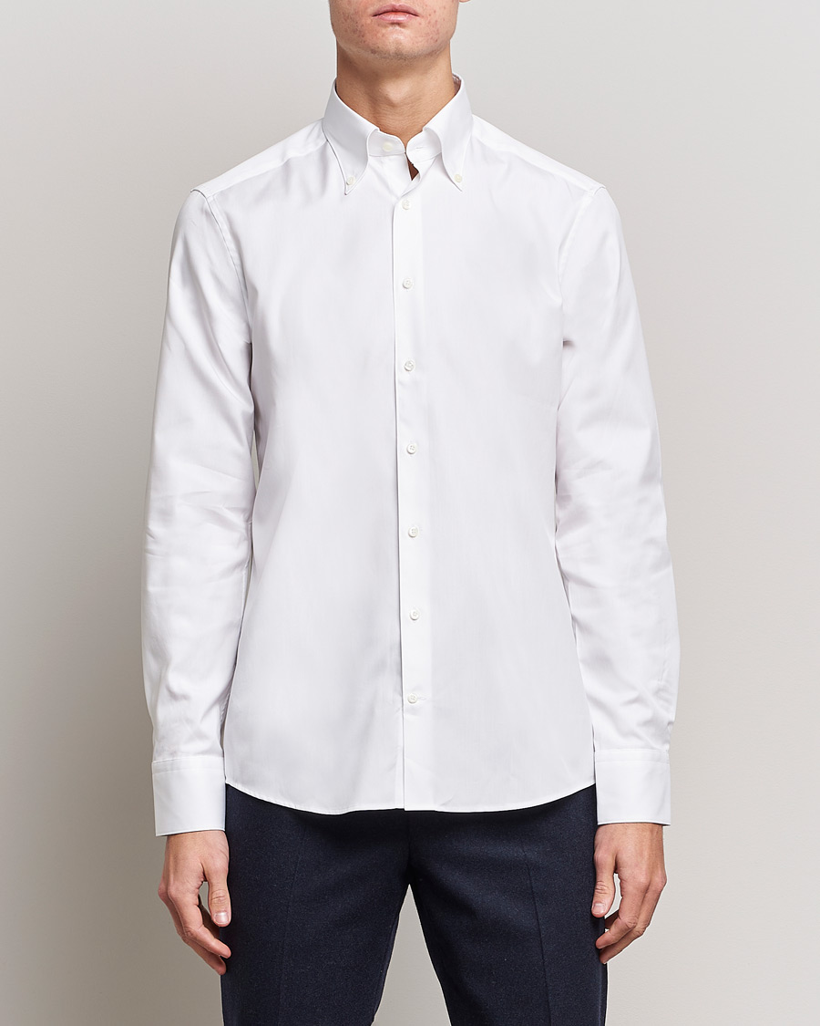 Homme | Chemises | Stenströms | Slimline Pinpoint Oxford Button Down Shirt White