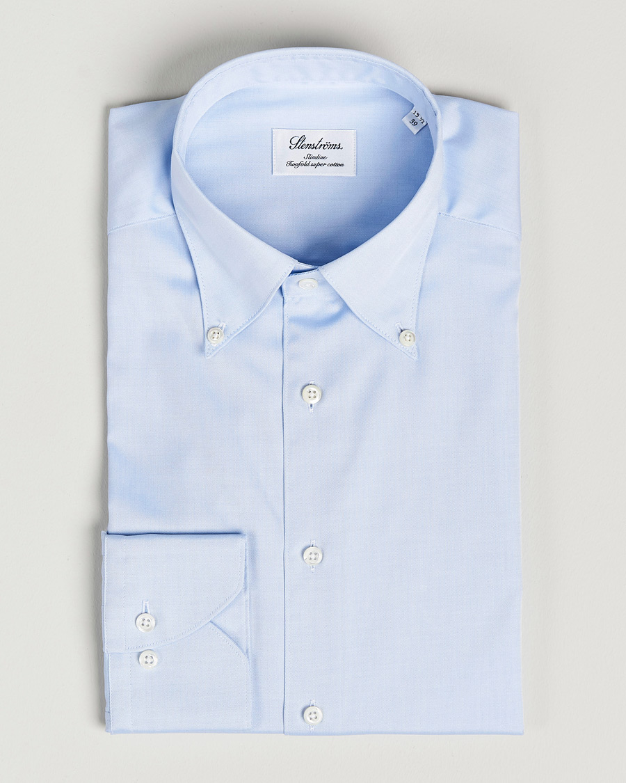 Homme | Chemises | Stenströms | Slimline Pinpoint Oxford Button Down Shirt Light Blue