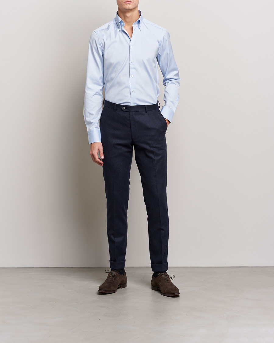 Homme | Chemises | Stenströms | Slimline Pinpoint Oxford Button Down Shirt Light Blue