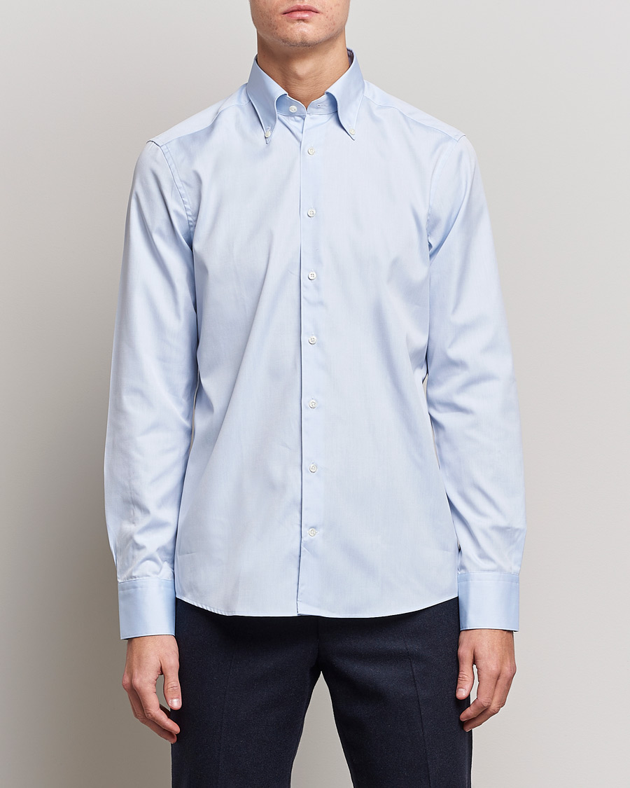 Homme | Chemises | Stenströms | Slimline Pinpoint Oxford Button Down Shirt Light Blue