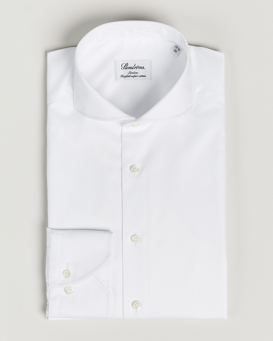 Homme | Chemises | Stenströms | Slimline Extreme Cut Away Shirt White