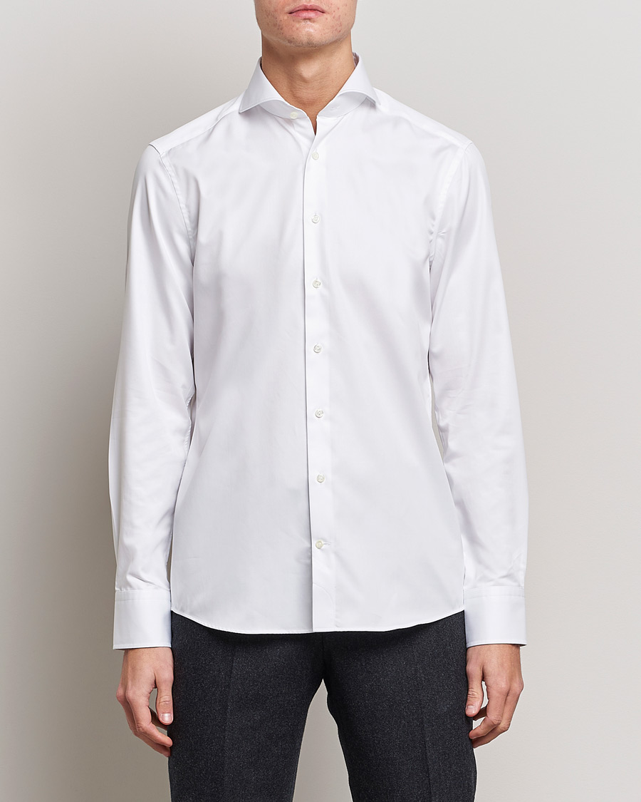Homme | Chemises | Stenströms | Slimline Extreme Cut Away Shirt White