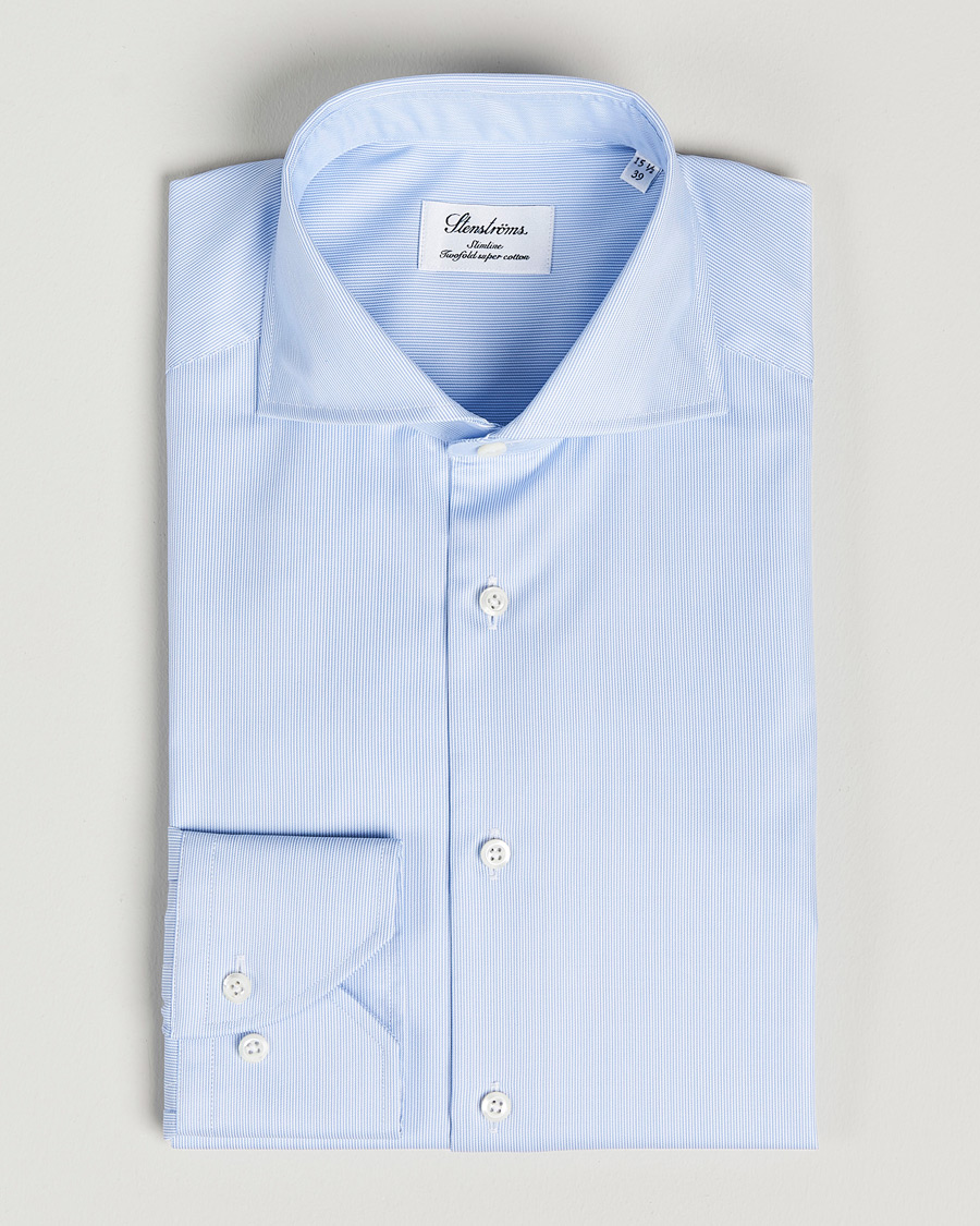 Homme | Chemises | Stenströms | Slimline Micro Stripe Cut Away Shirt Blue