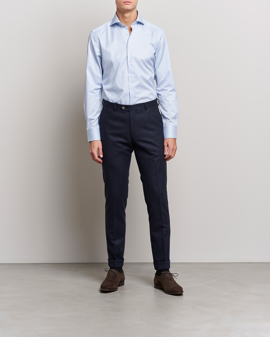 Homme | Chemises | Stenströms | Slimline Micro Stripe Cut Away Shirt Blue