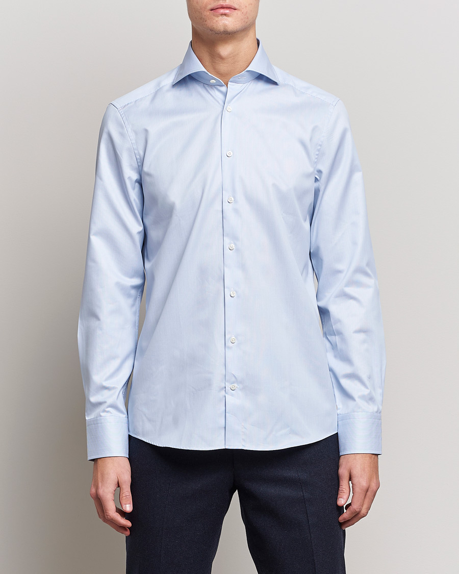 Homme | Chemises | Stenströms | Slimline Micro Stripe Cut Away Shirt Blue