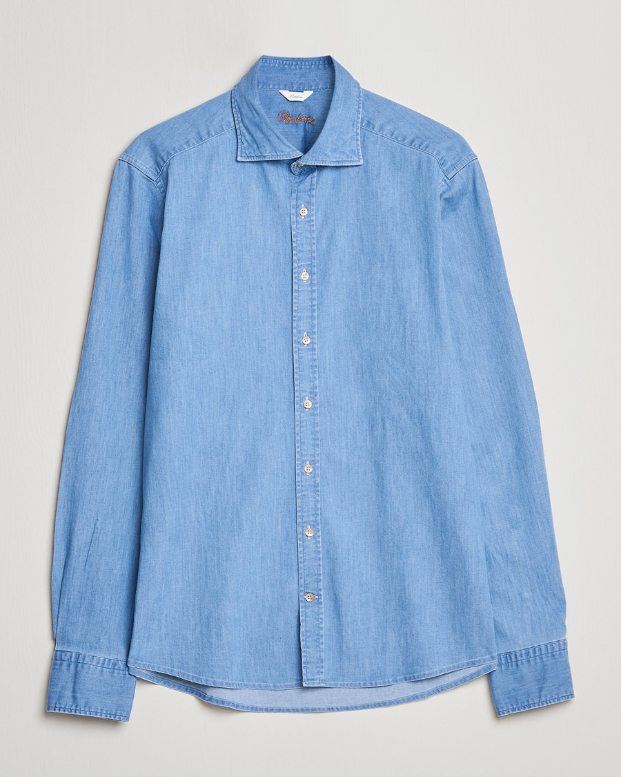 Homme | Chemises | Stenströms | Slimline Garment Washed Shirt Light Denim