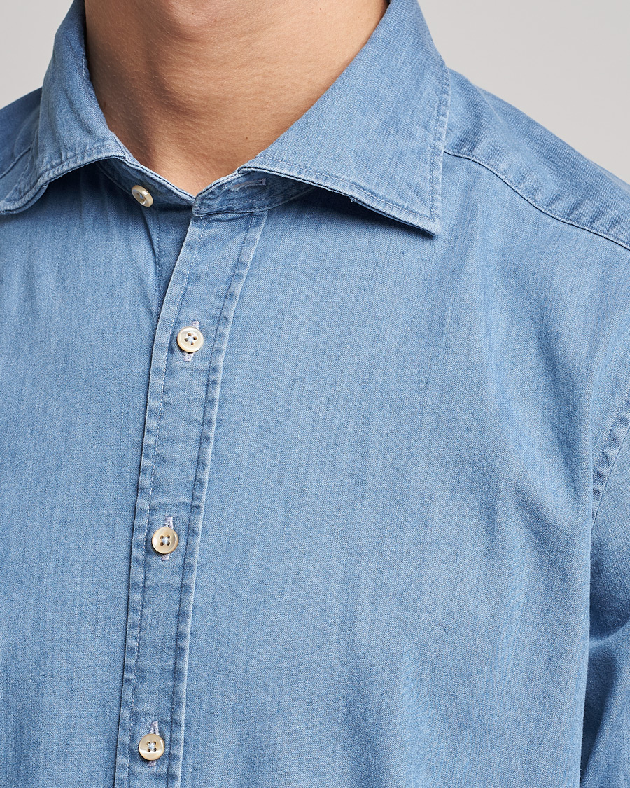 Homme | Chemises | Stenströms | Slimline Garment Washed Shirt Light Denim