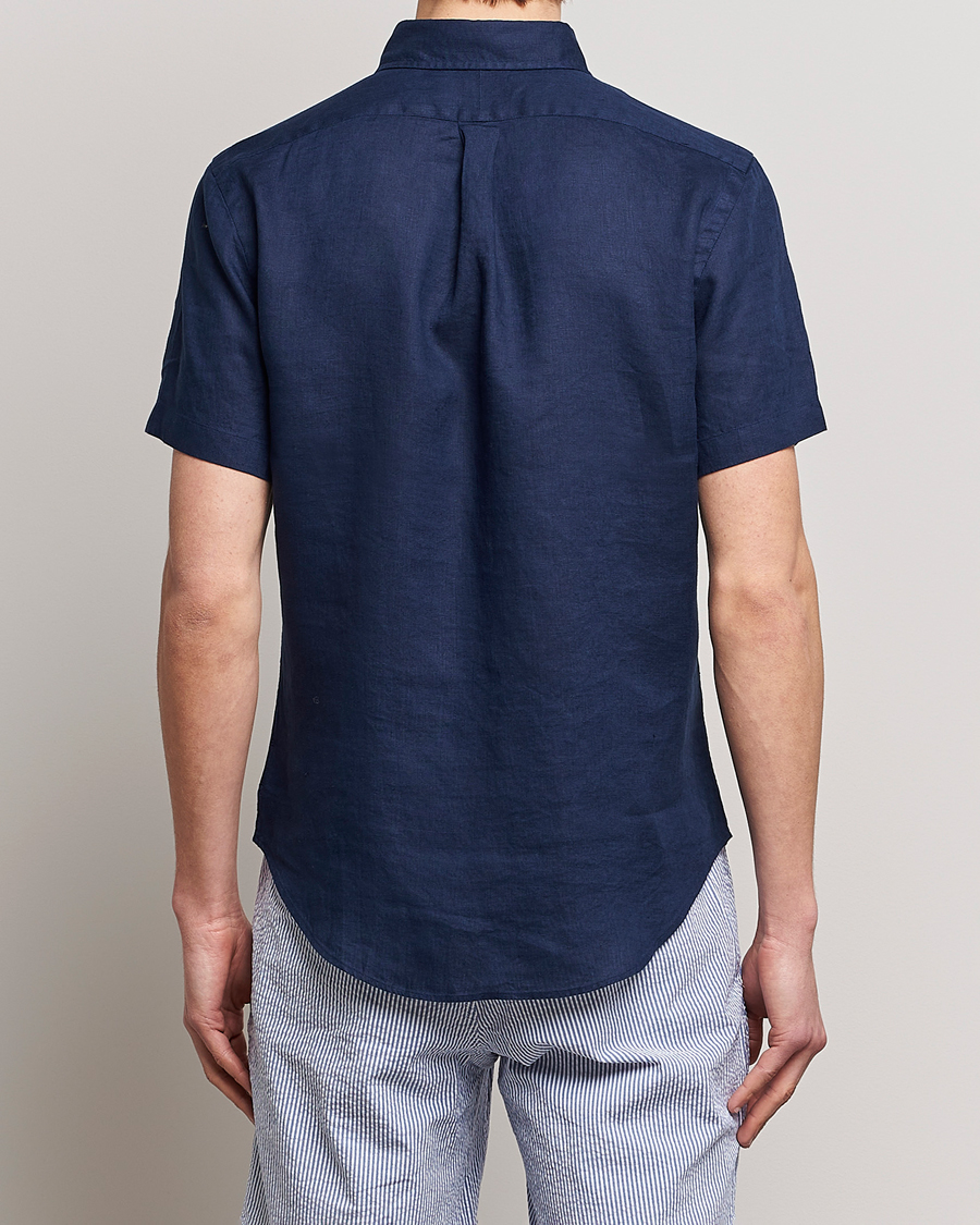 Homme | Chemises | Polo Ralph Lauren | Slim Fit Linen Short Sleeve Shirt Newport Navy