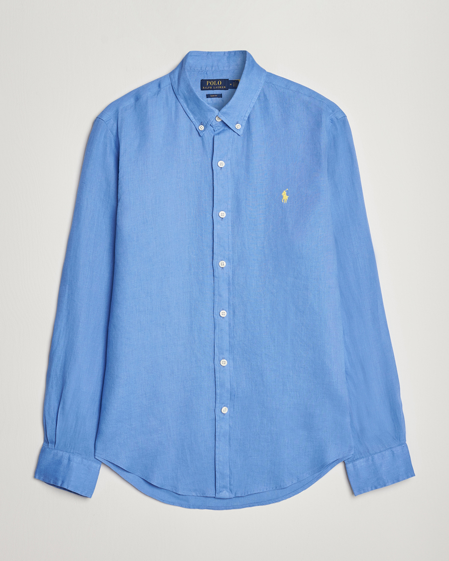 Homme | Chemises | Polo Ralph Lauren | Slim Fit Linen Button Down Shirt Harbor Island Blue
