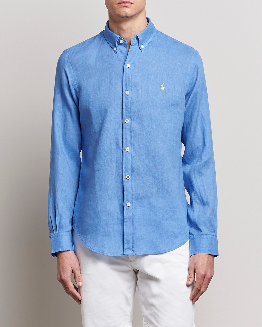 Homme | Chemises | Polo Ralph Lauren | Slim Fit Linen Button Down Shirt Harbor Island Blue
