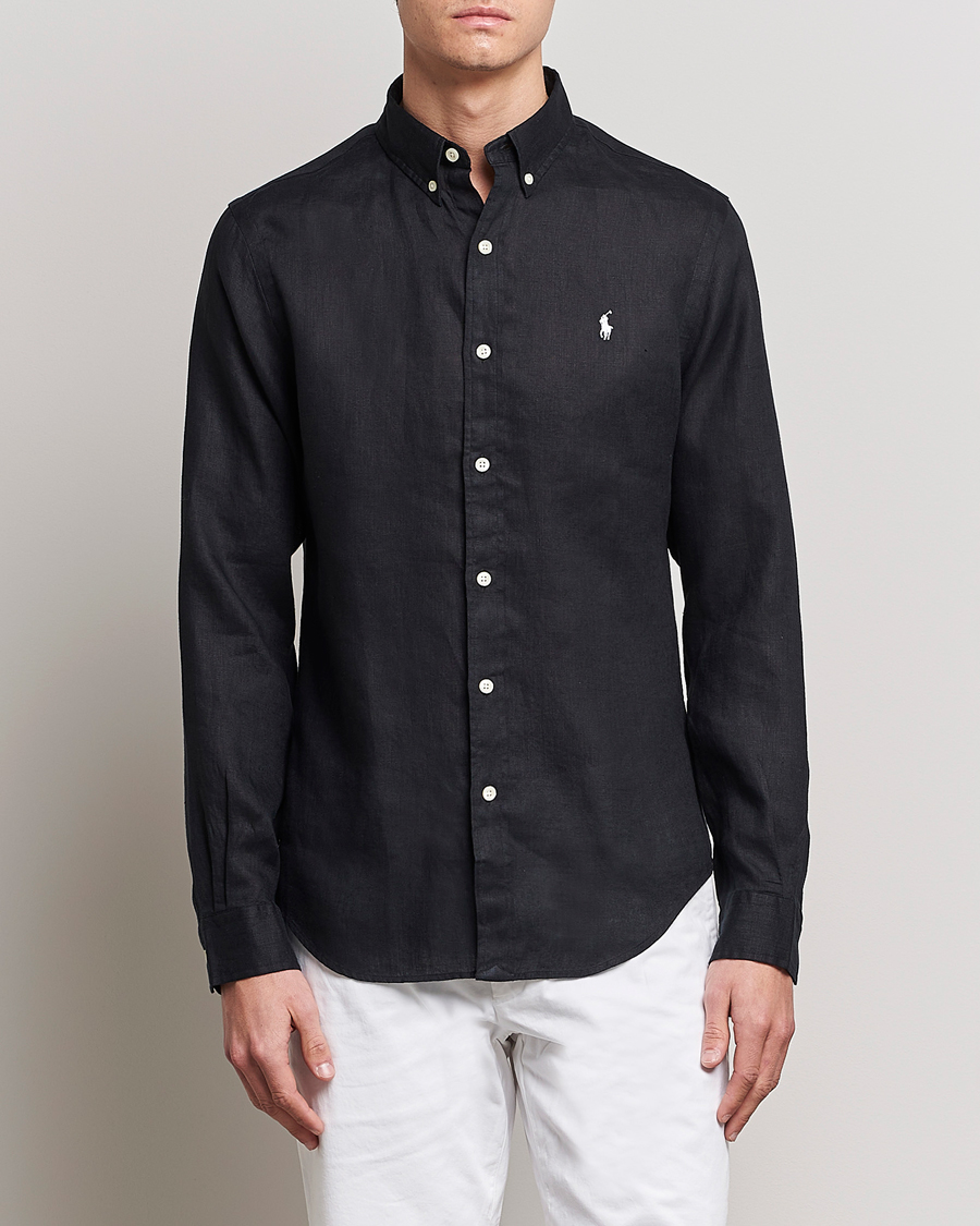 Homme | Chemises | Polo Ralph Lauren | Slim Fit Linen Button Down Shirt Polo Black