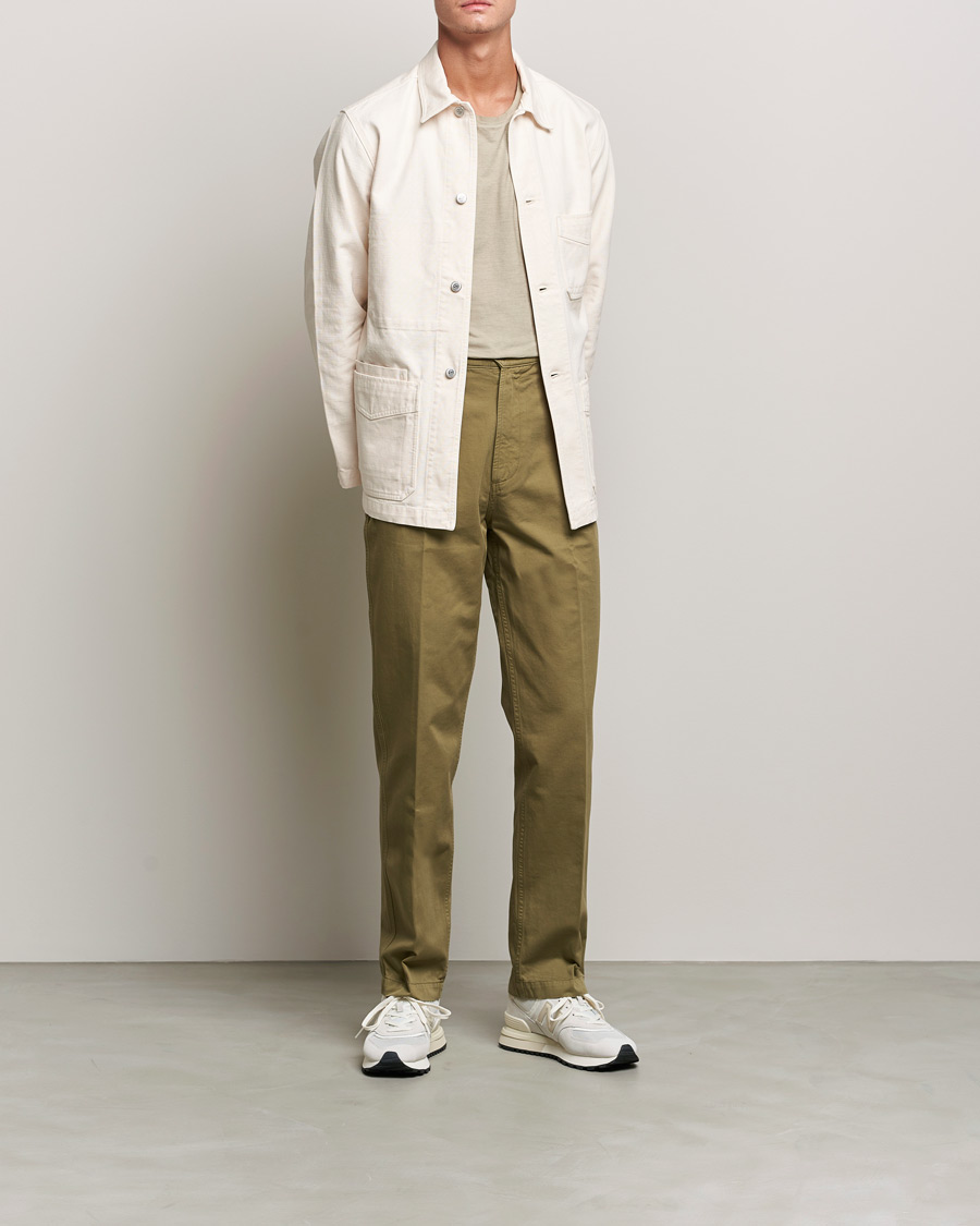 Homme | Manteaux Et Vestes | Drake's | Kuroki Cotton Canvas Chore Jacket Ecru