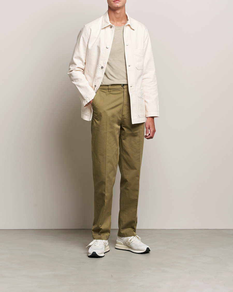 Homme | Pantalons | Drake's | Flat Front Cotton Chino Olive