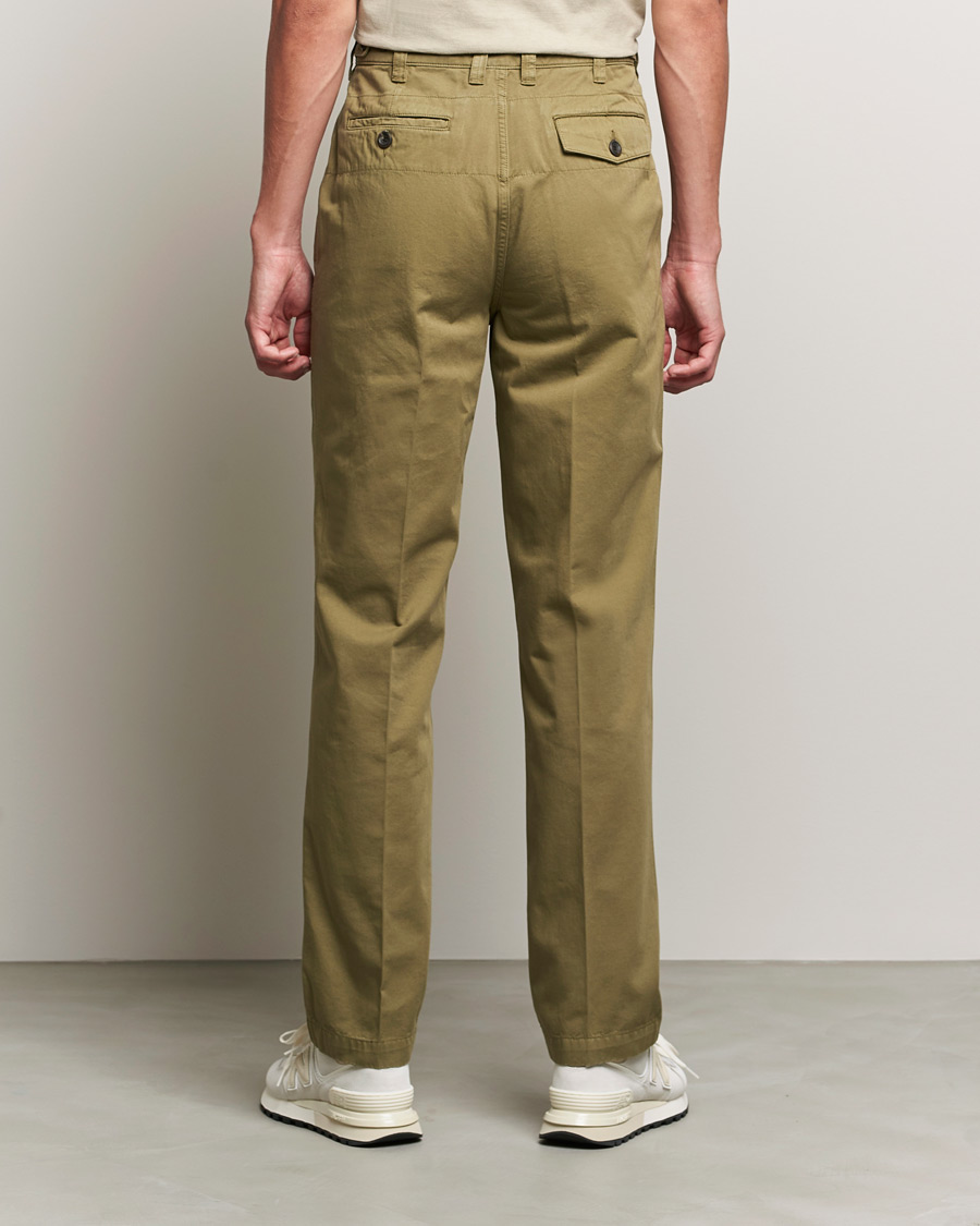 Homme | Pantalons | Drake's | Flat Front Cotton Chino Olive