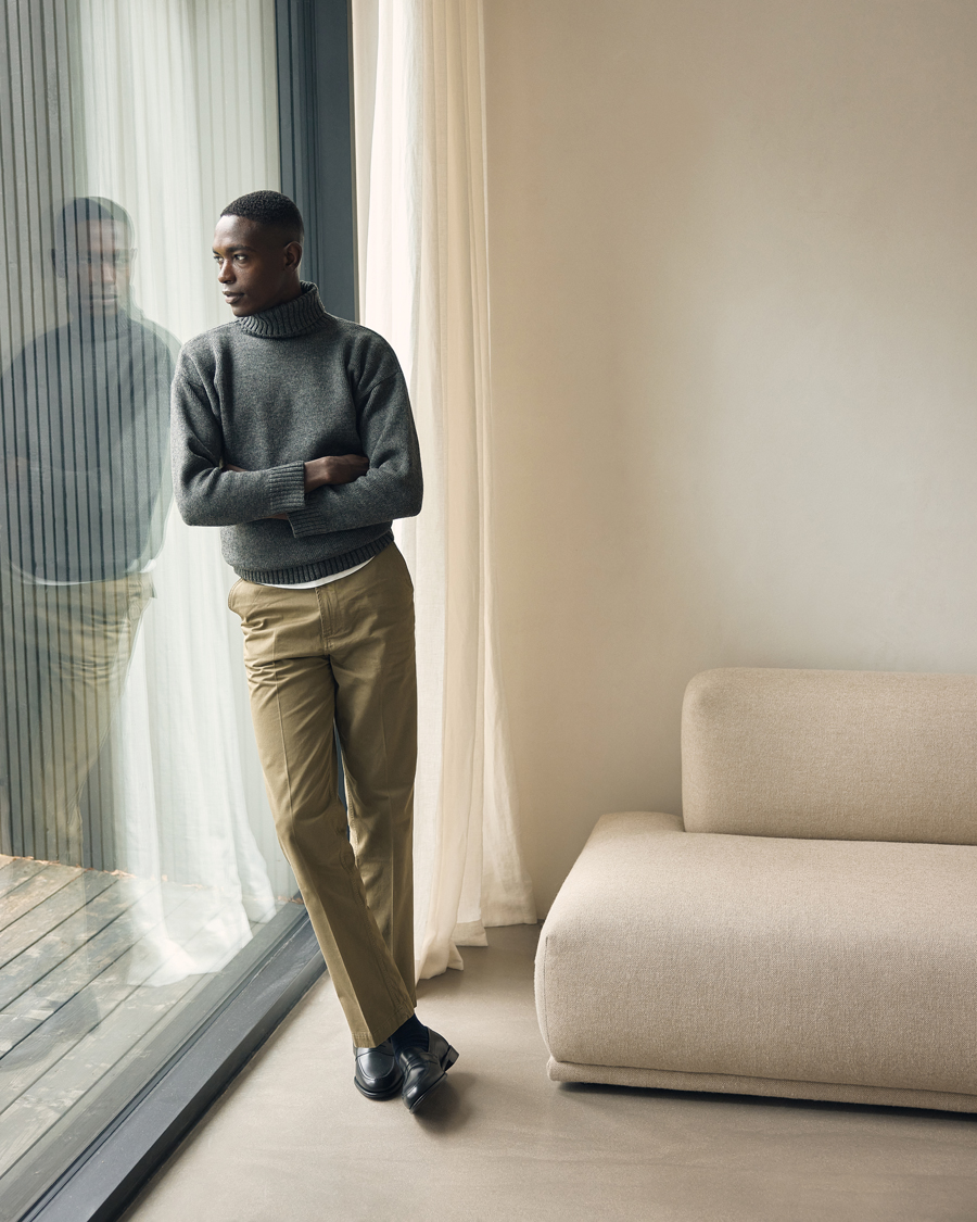 Homme | Pantalons | Drake's | Flat Front Cotton Chino Olive