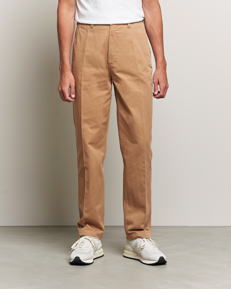 Homme | Preppy Authentic | Drake's | Cotton Flat Front Chino Tobacco