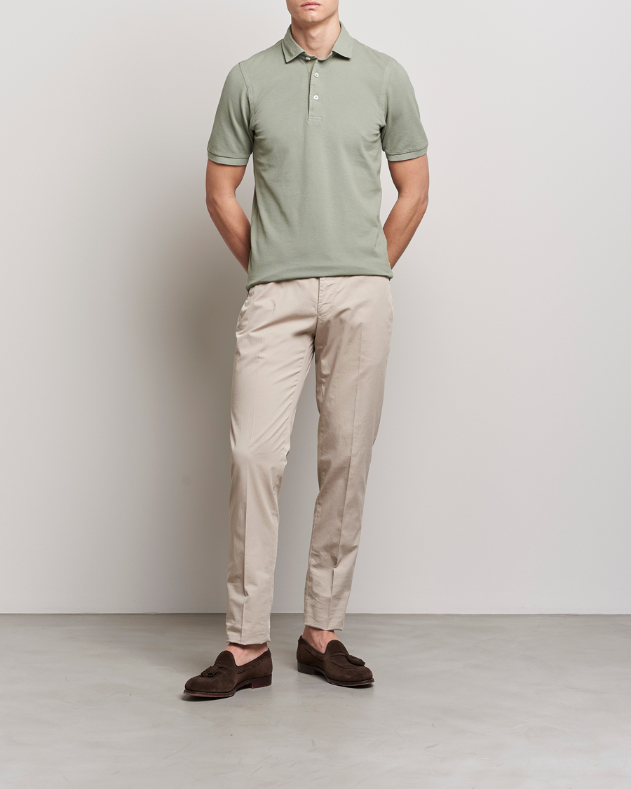 Homme | Polos | Gran Sasso | Washed Polo Green