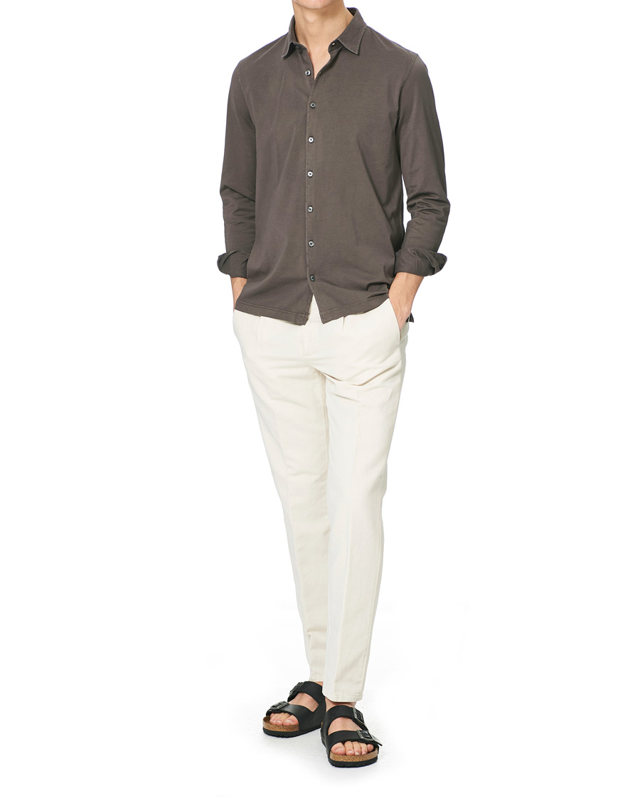 Homme | Chemises | Gran Sasso | Washed Cotton Jersey Shirt Dark Brown