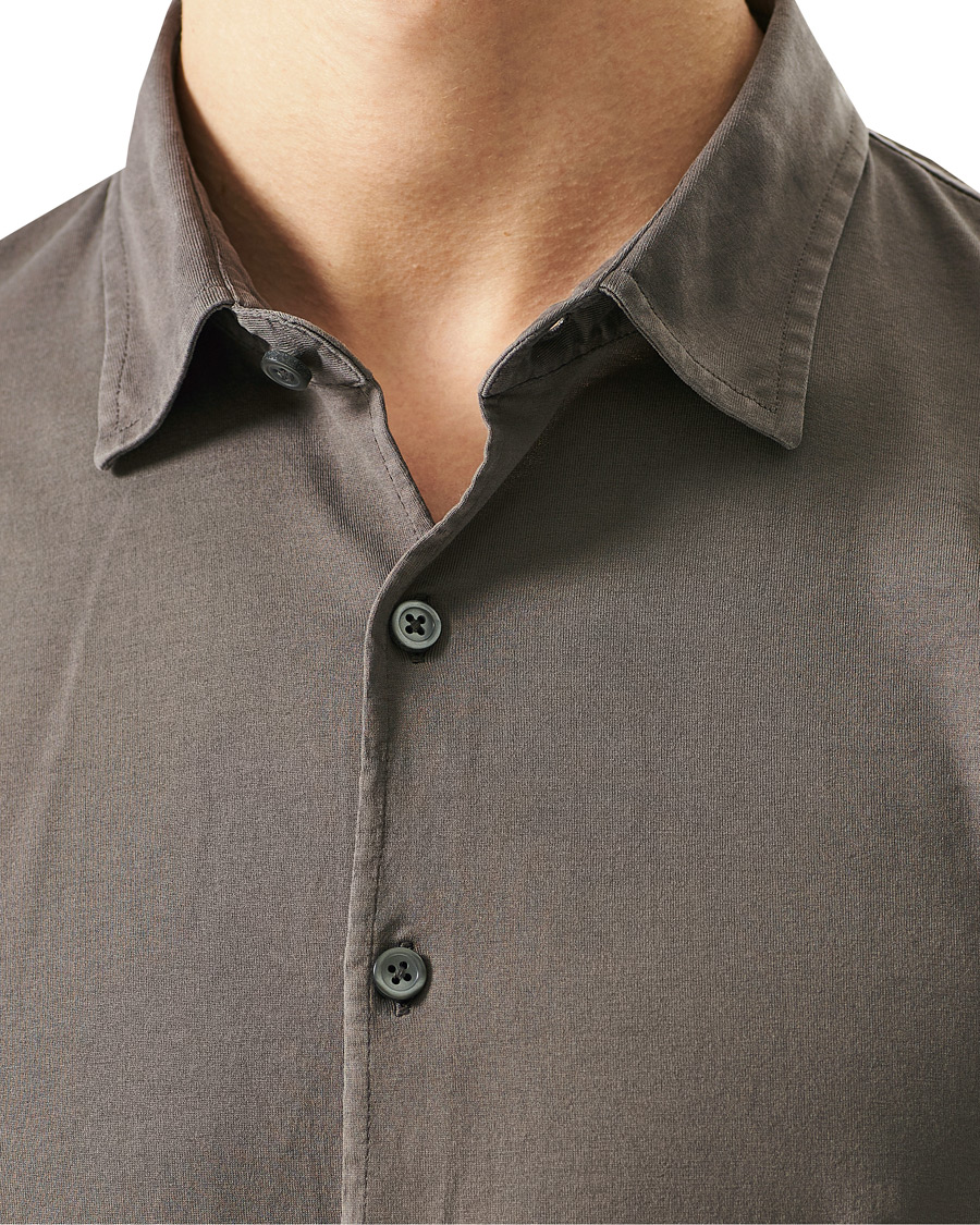 Homme | Chemises | Gran Sasso | Washed Cotton Jersey Shirt Dark Brown