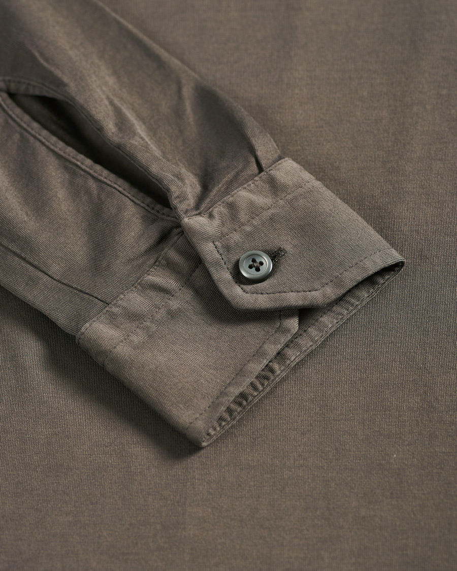 Homme | Chemises | Gran Sasso | Washed Cotton Jersey Shirt Dark Brown