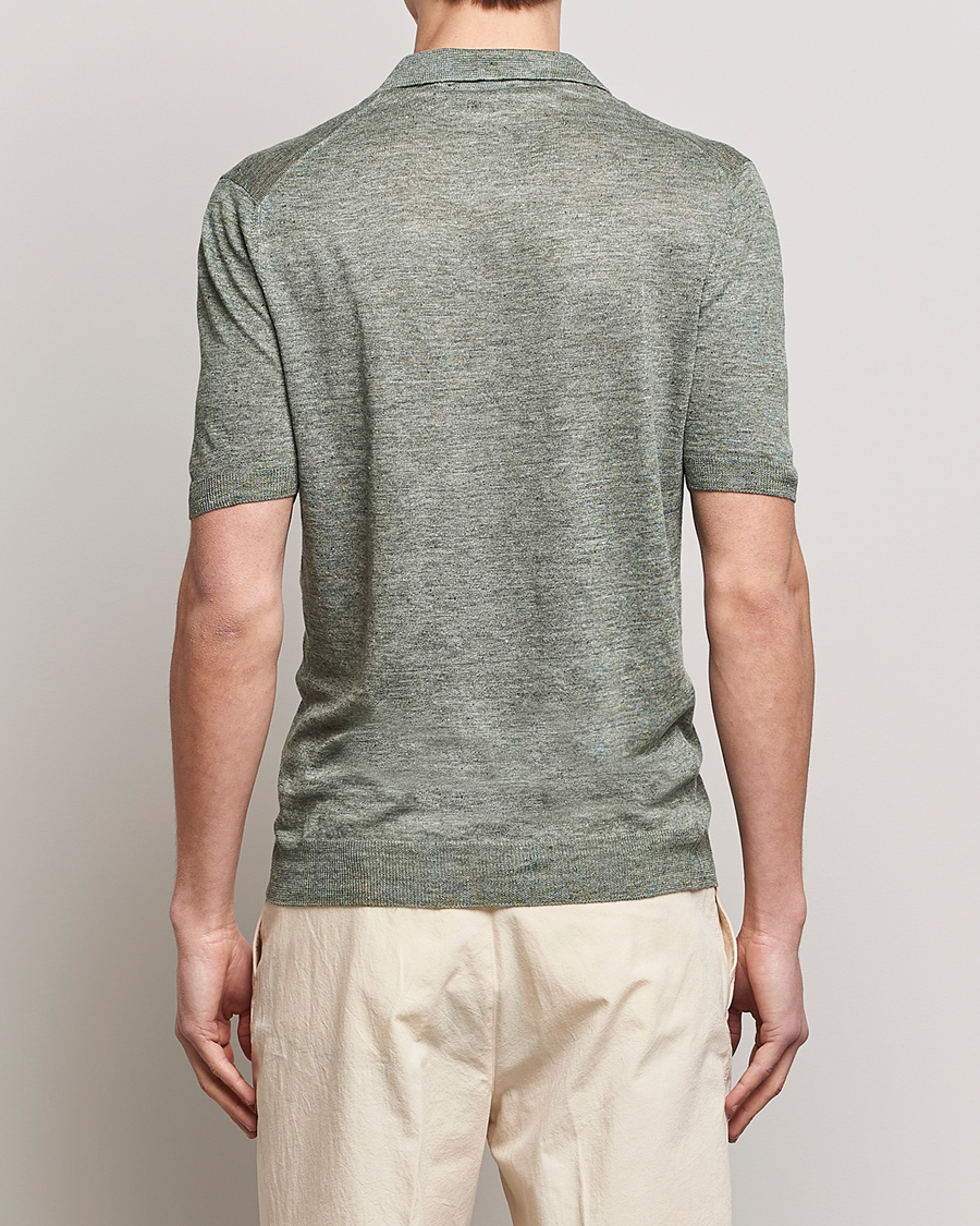 Homme | Polos | Gran Sasso | Knitted Linen Polo Green