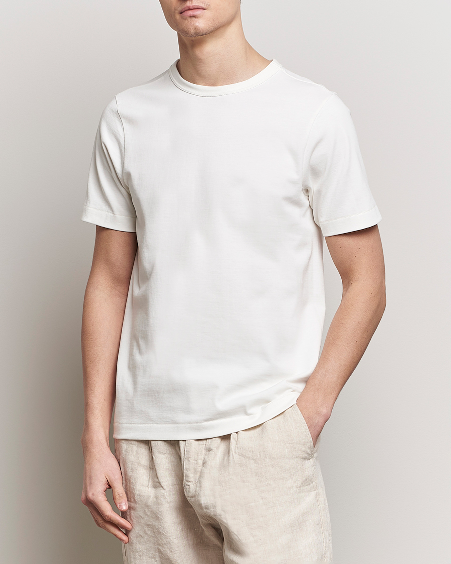 Homme | T-shirts À Manches Courtes | Merz b. Schwanen | Relaxed Loopwheeled Sturdy T-Shirt White