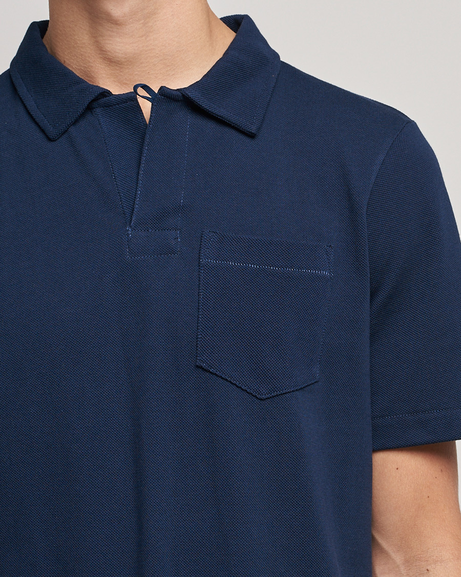 Homme | Polos | Merz b. Schwanen | Organic Cotton Washed Polo Ink Blue