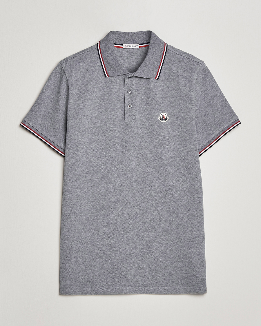 Homme | Polos | Moncler | Contrast Rib Polo Heather Grey