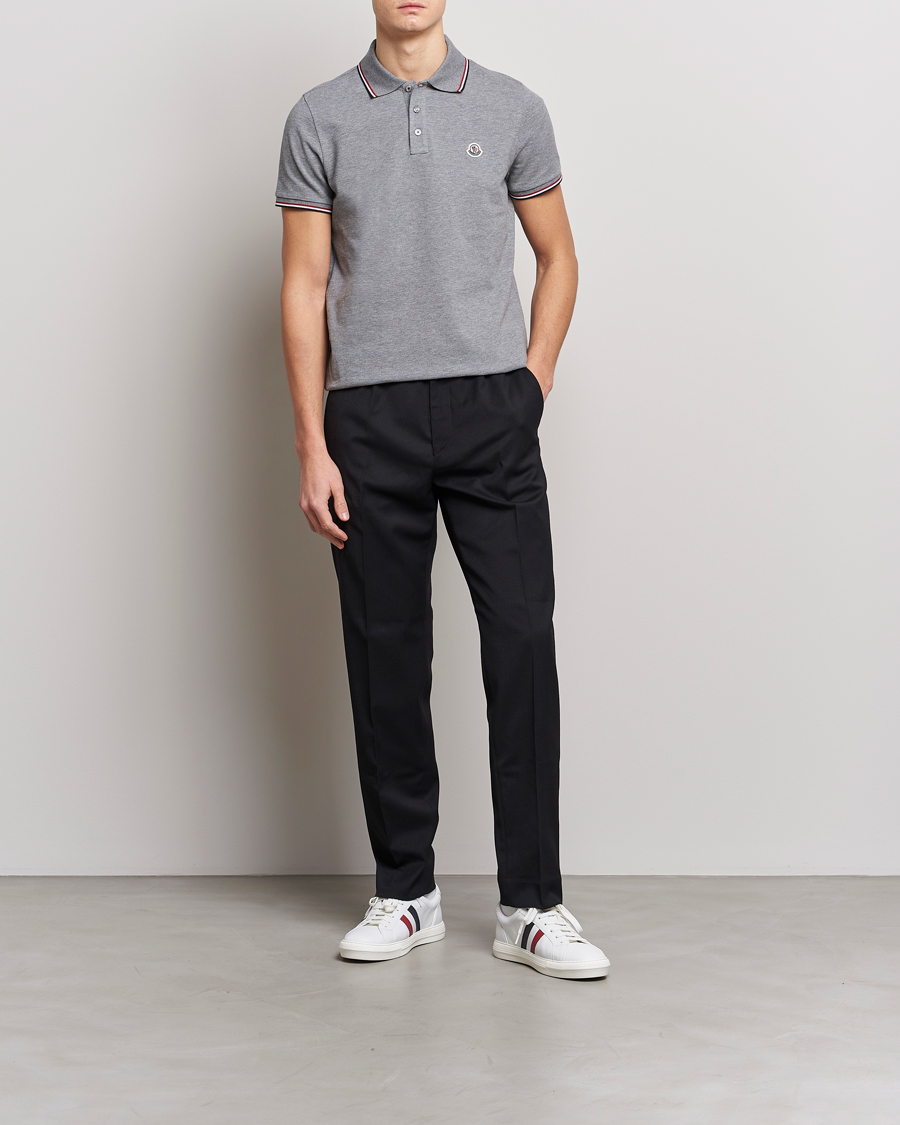 Homme | Polos | Moncler | Contrast Rib Polo Heather Grey