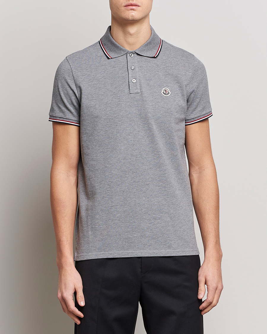 Homme | Polos | Moncler | Contrast Rib Polo Heather Grey