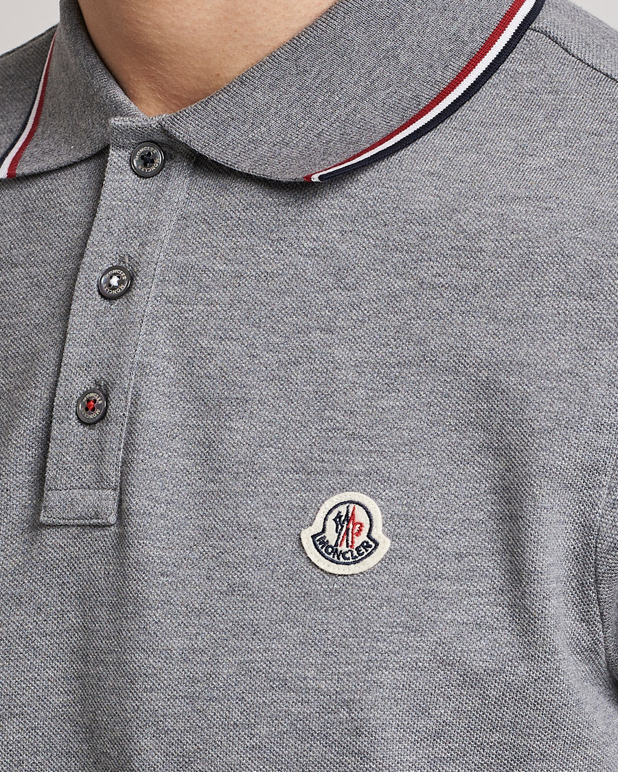Homme | Polos | Moncler | Contrast Rib Polo Heather Grey