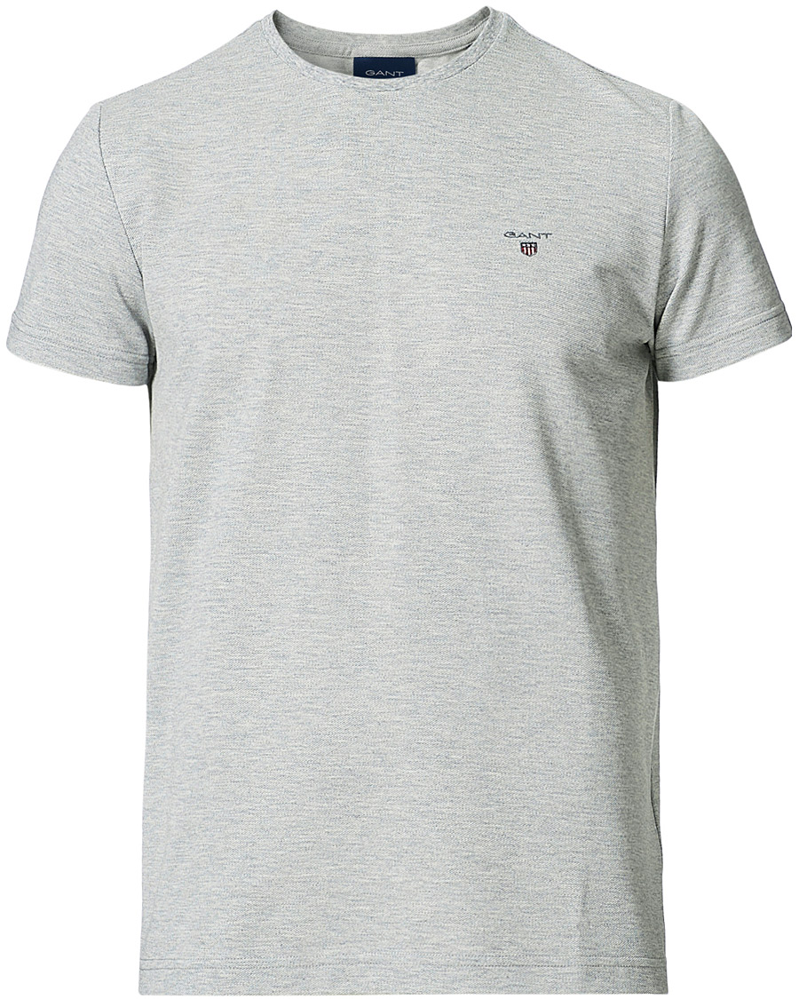 Homme | T-shirts | GANT | Cotton Pique Crew Neck Tee Grey Melange