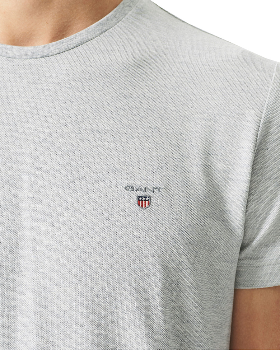 Homme | T-shirts | GANT | Cotton Pique Crew Neck Tee Grey Melange