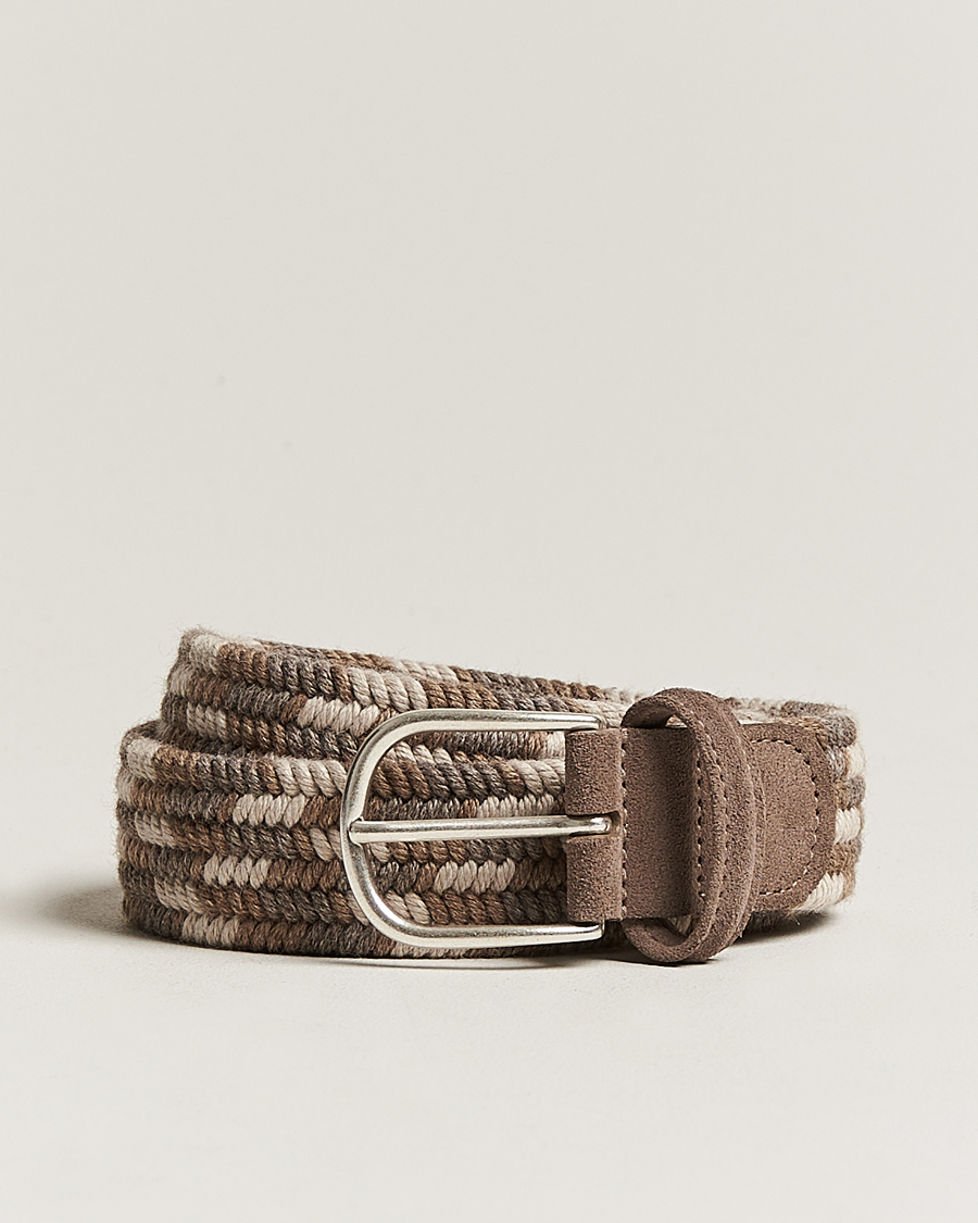 Homme | Ceintures | Anderson's | Braided Wool Belt Multi Natural