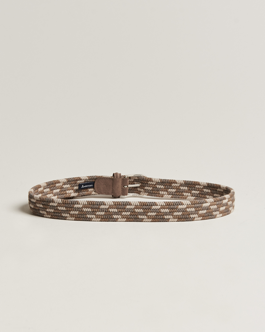 Homme | Italian Department | Anderson's | Braided Wool Belt Multi Natural